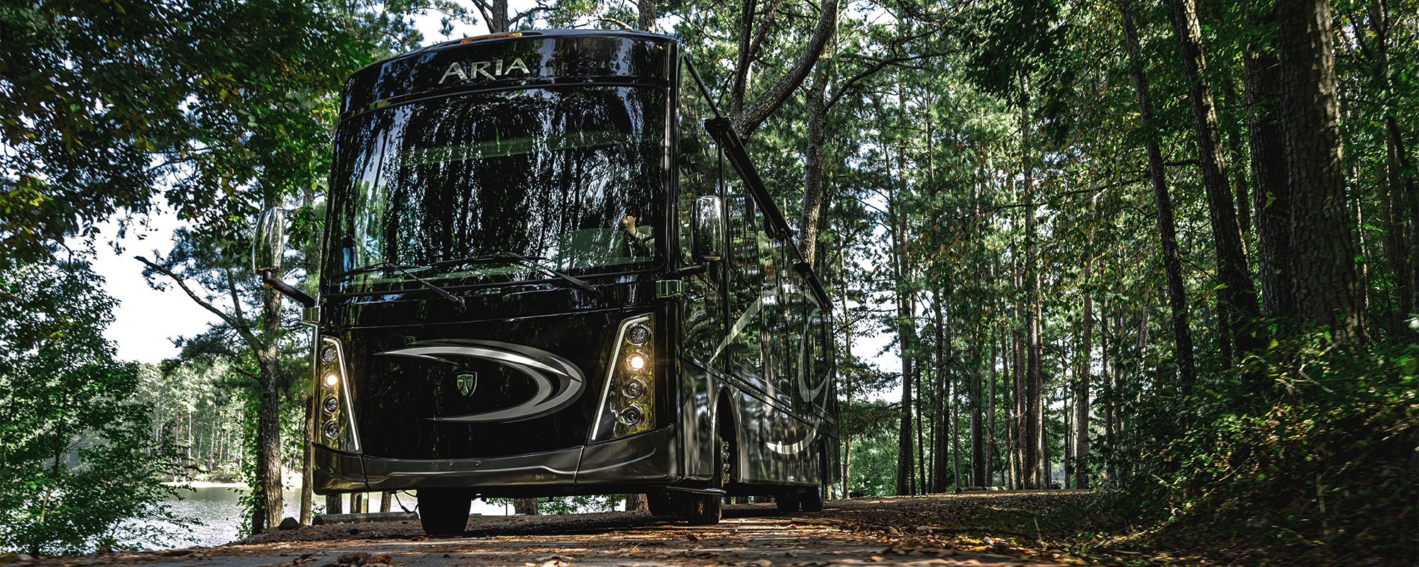 2021 Thor Aria Class A Diesel Pusher RV lifestyle corporate photo shoot driving shot