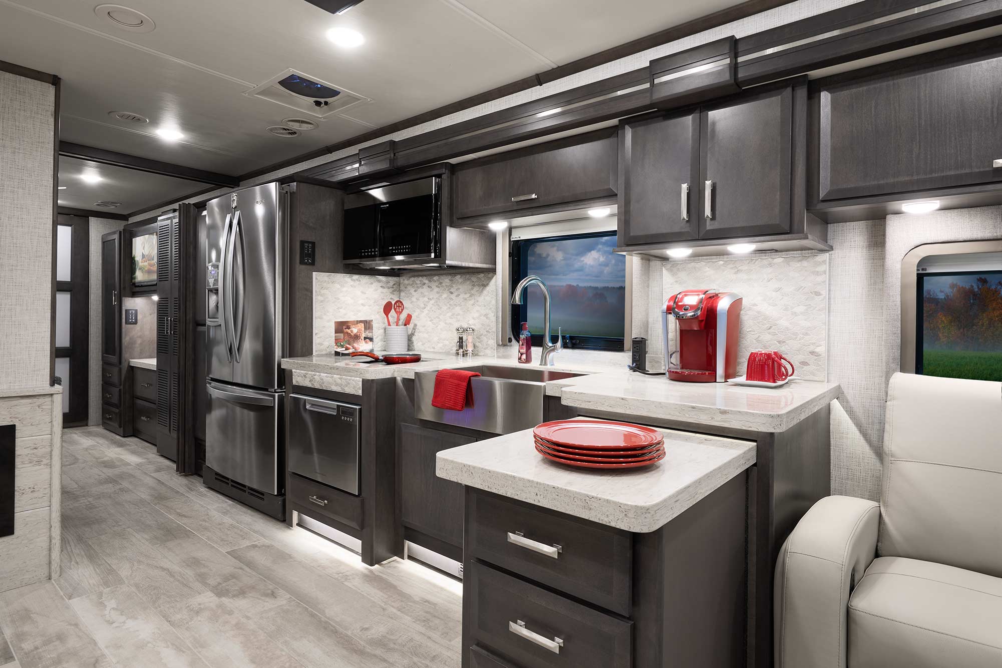 2022 Thor Tuscany Class A Diesel Pusher RV 45MX Kitchen - Studio Collection™ Portofino Regatta Cabinetry
