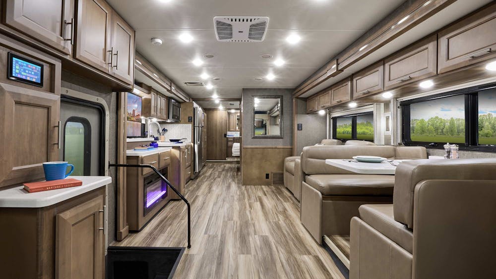 2022 Thor Palazzo Class A Diesel Pusher RV 37.5 Front to Back - Studio Collection™ Villa Sanibel Cabinetry