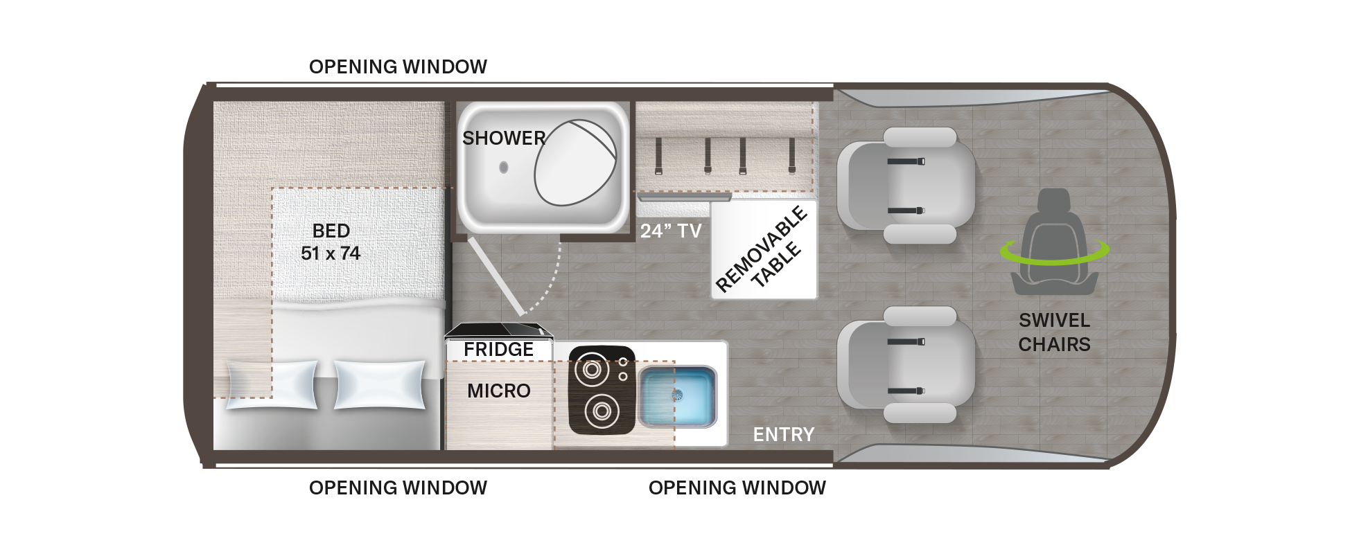 2023 Thor Sanctuary Tranquility Mercedes Sprinter RV 19L Floor Plan
