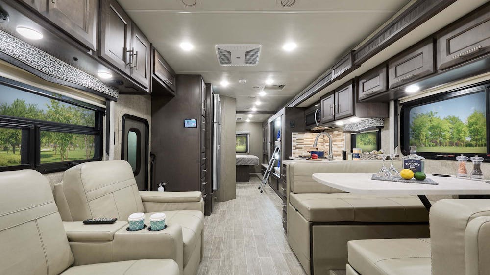 2022 Omni Class C RV RS36 Front to Back - Black Diamond Regatta Cabinetry