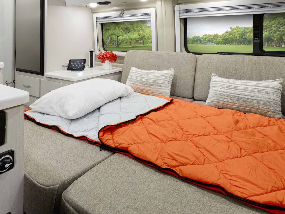 2021 Thor Tellaro Class B RV 20K Conversion Sofa Bed Extended - Crisp Linen Modern White Cabinetry