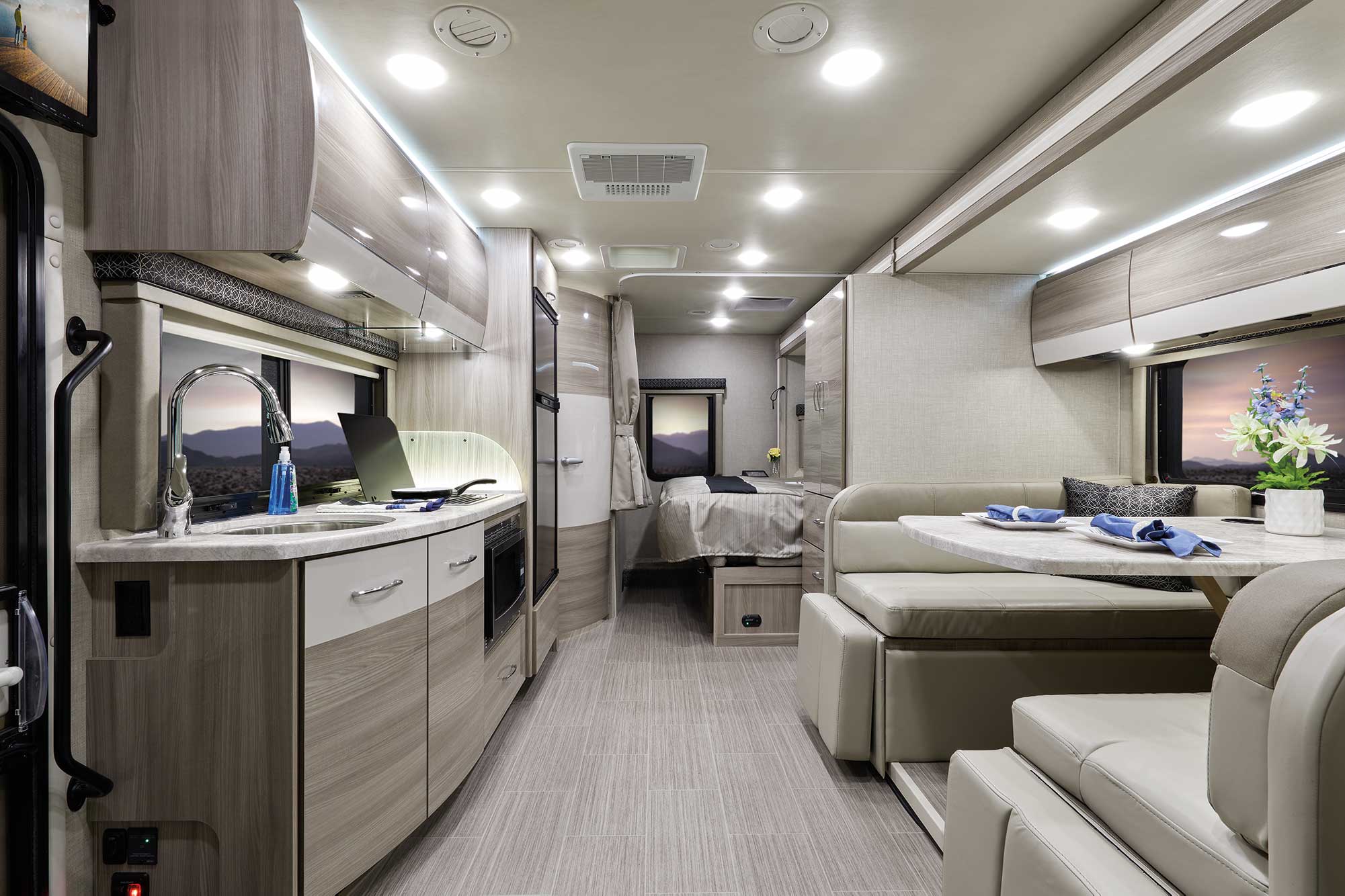 2022 Thor Tiburon Mercedes Sprinter RV 24TT Front to Back - Black Pearl Miami Modern Cabinetry