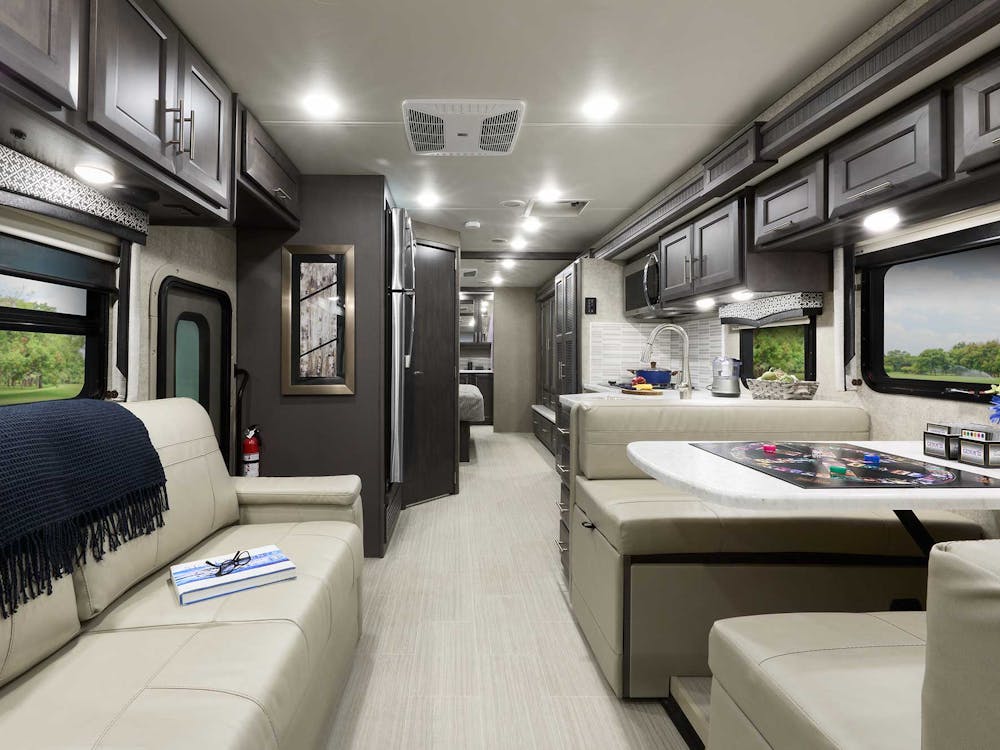 2022 Omni Class C RV BT36 Kitchen - Black Diamond Regatta Cabinetry
