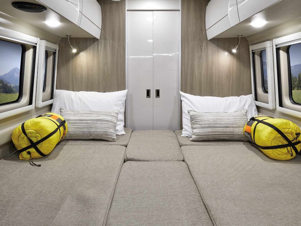 2021 Thor Tellaro Class B RV 20L King Conversion Bed - Crisp Linen Modern White Cabinetry