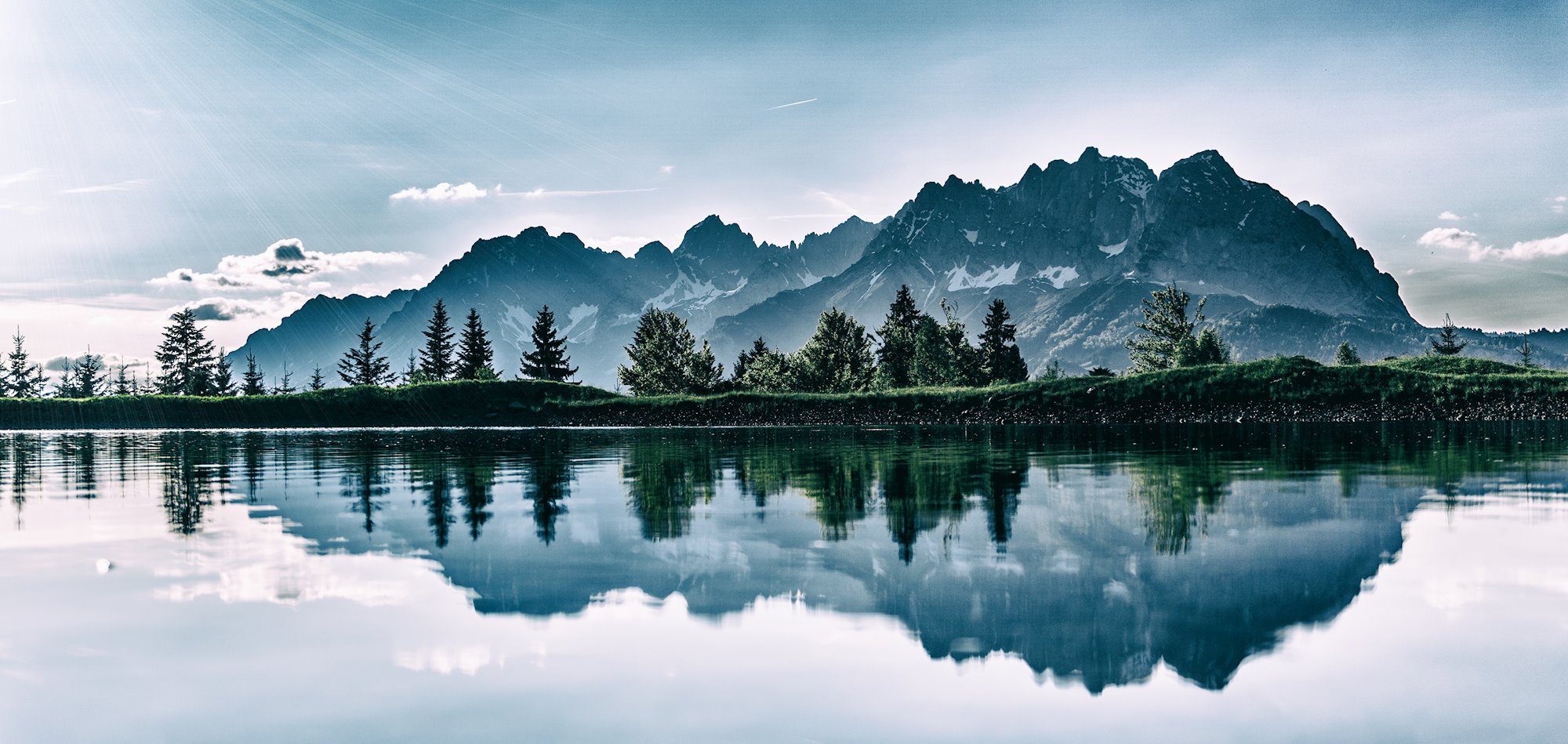 Mountains next to a lake
