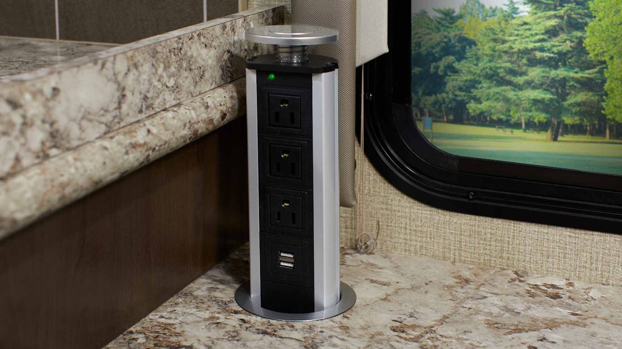 Pop-up kitchen outlet key feature