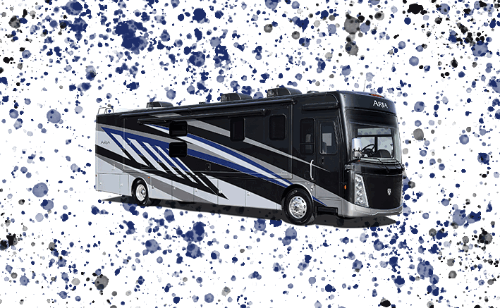 Palazzo GT class a diesel with paint splatter design