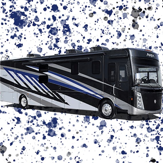 Palazzo GT class a diesel with paint splatter design