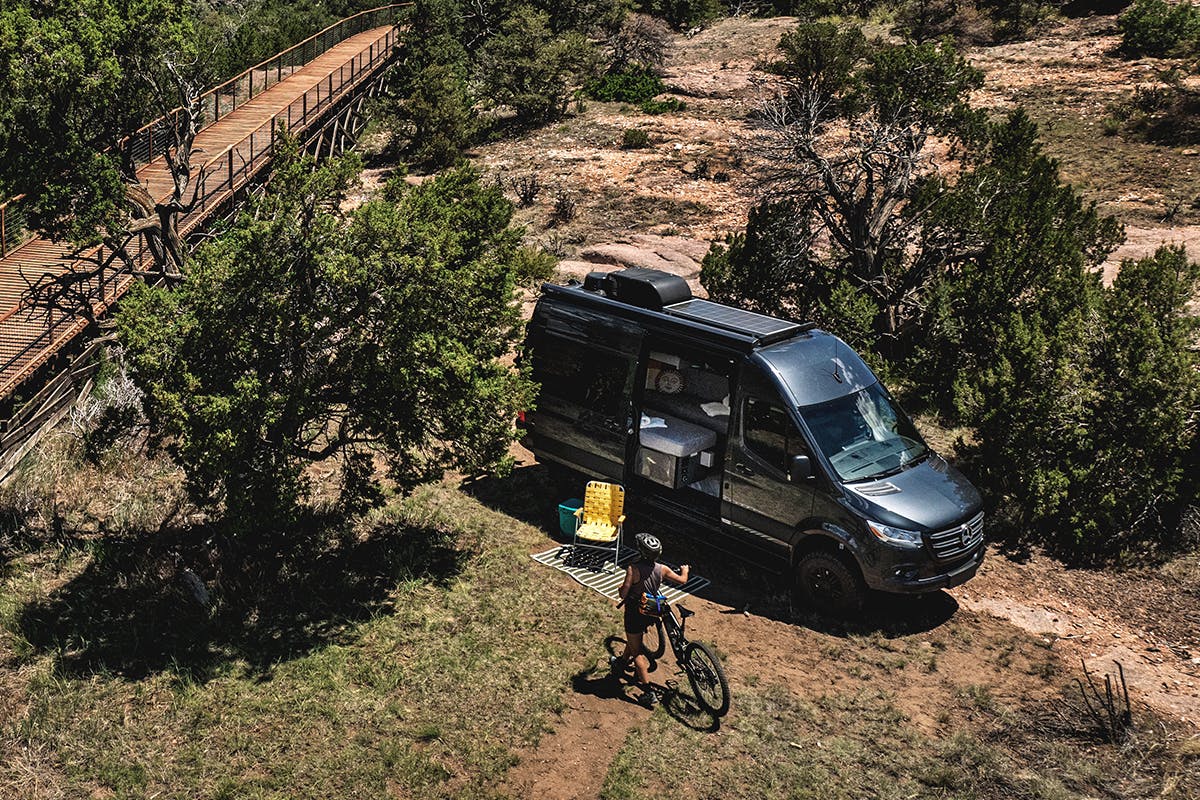 2025 Tranquility Sprinter in Colorado scenery by bridge