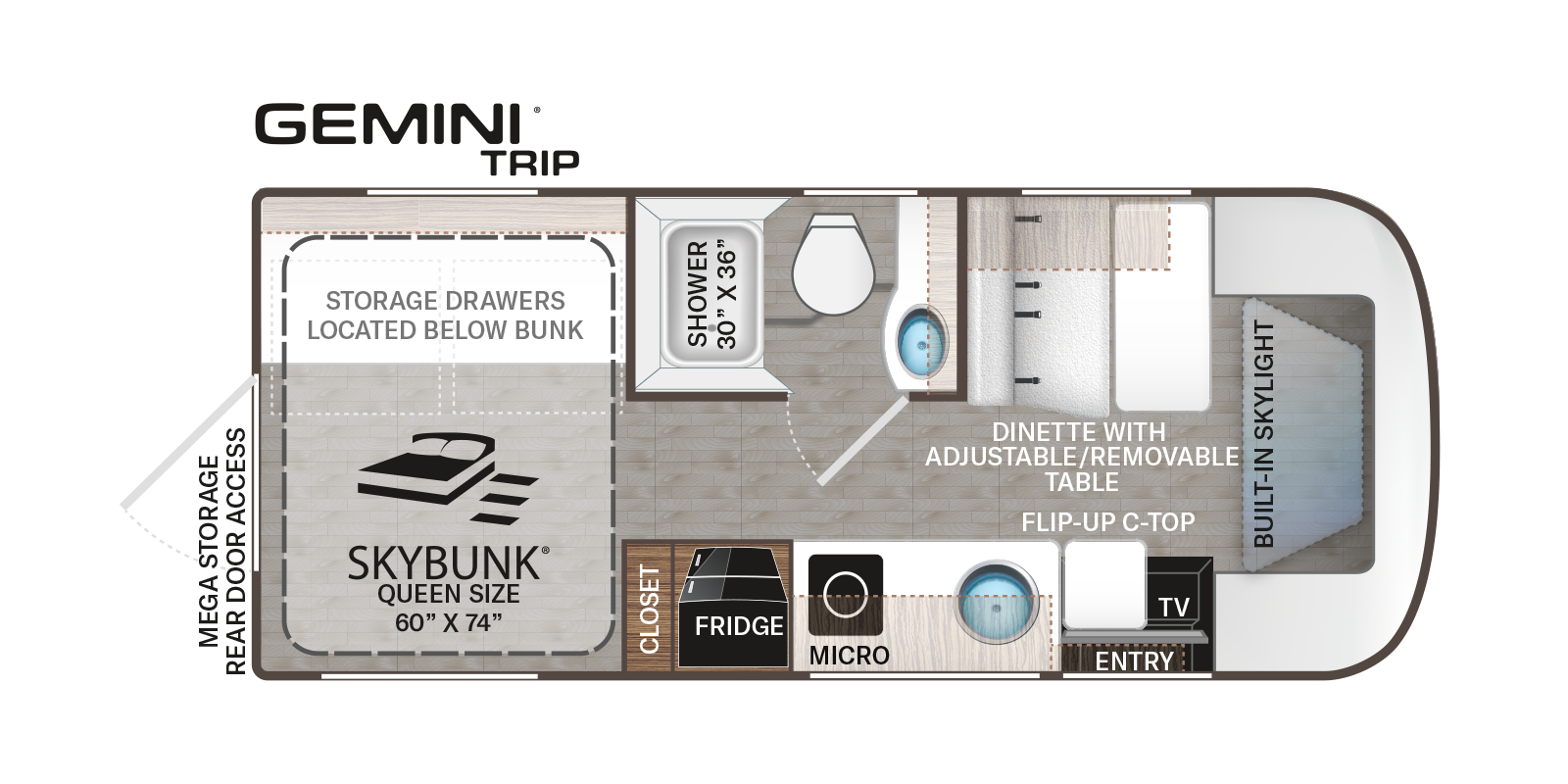 Gemini 22MT Floorplan - Thor Motor Coach