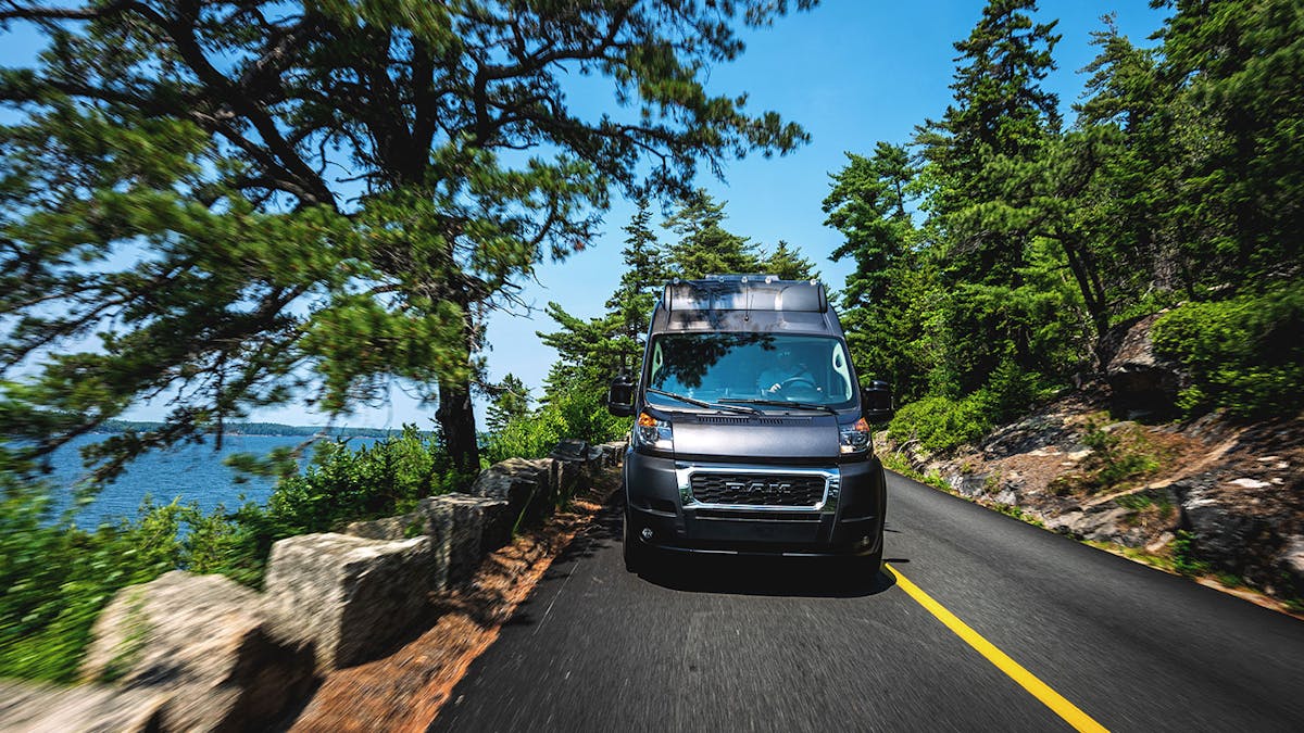 Dodge RAM 3500 driving on coast
