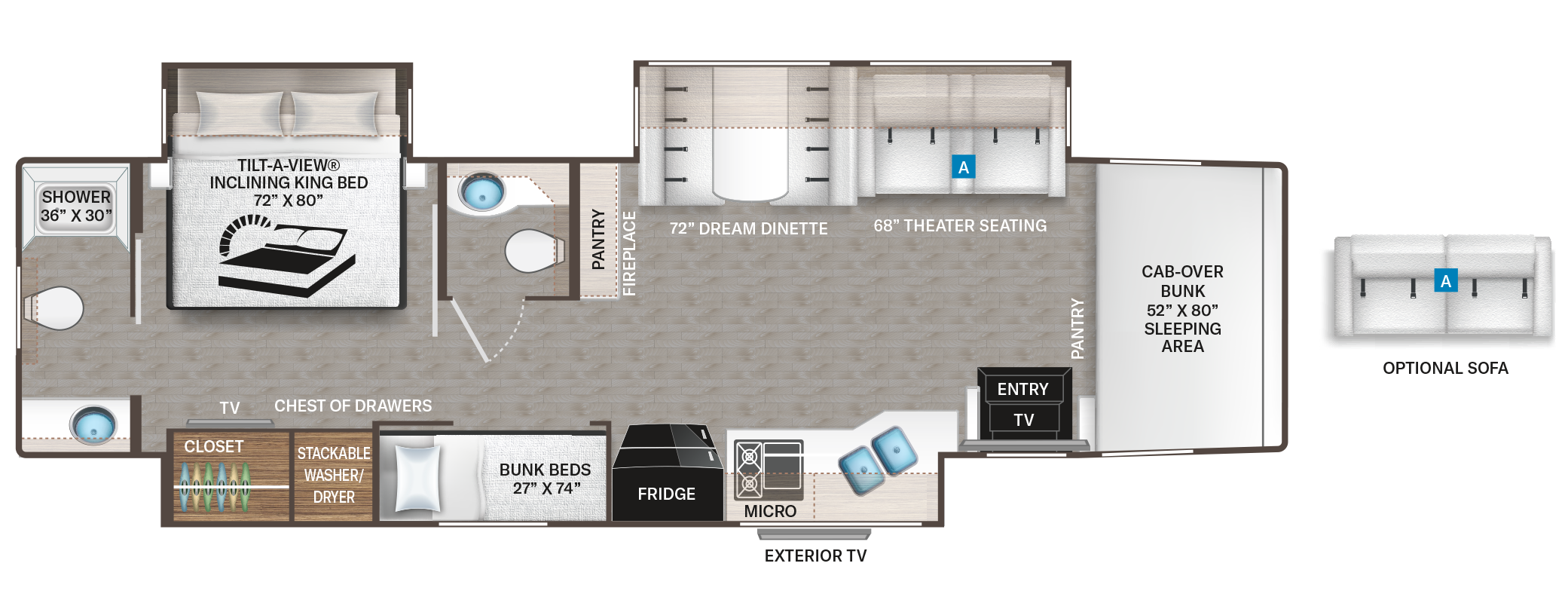 Pasadena 38XL Floorplan - Thor Motor Coach