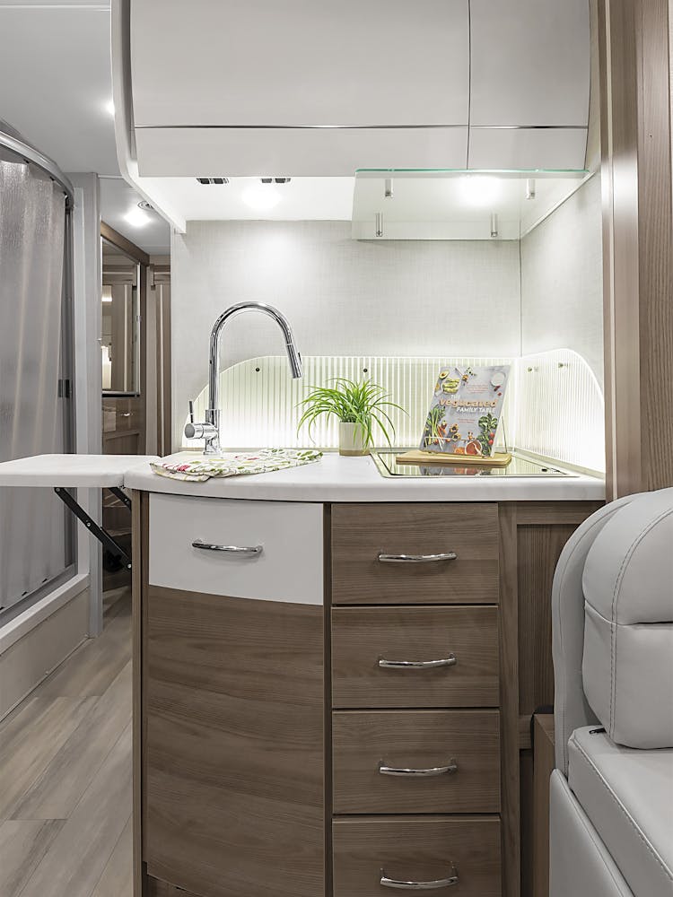 2026 Delano 24RW Snow Leopard II & Modern Mocha Kitchen