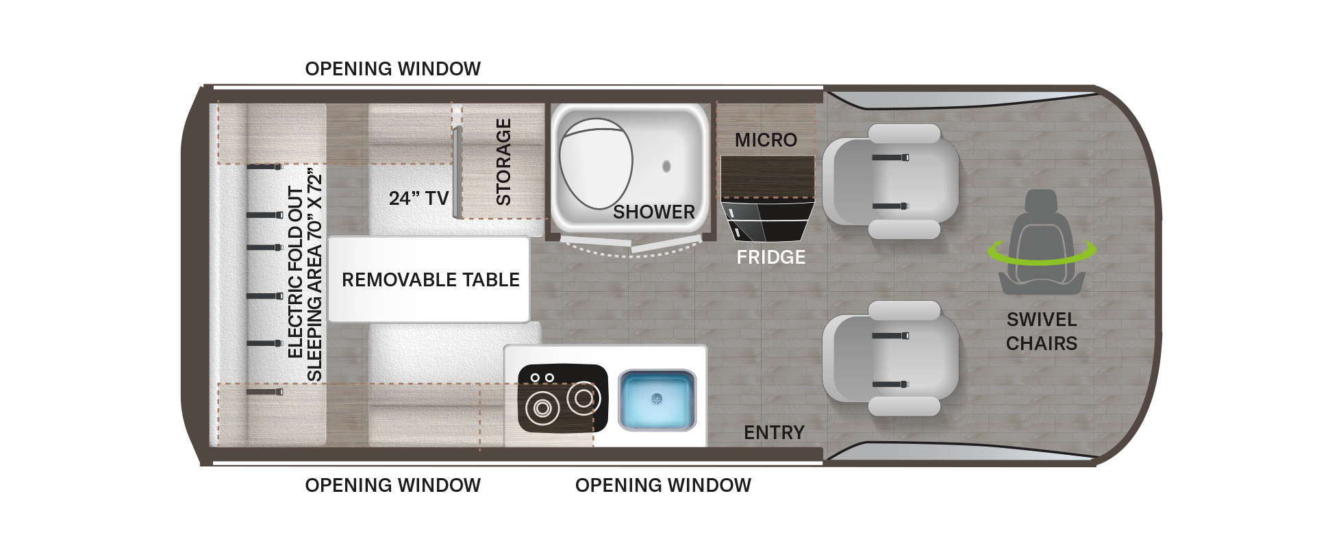 2023 Thor Sanctuary Tranquility Mercedes Sprinter RV 19P Floor Plan