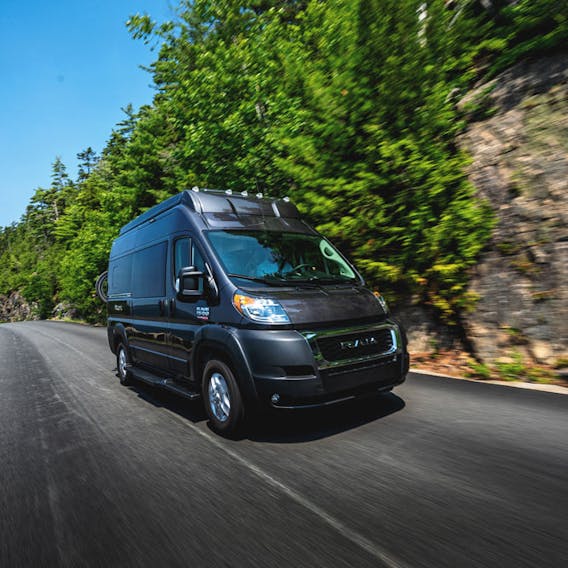 2022 Thor Scope Class B Camper Van driving on the road lifestyle