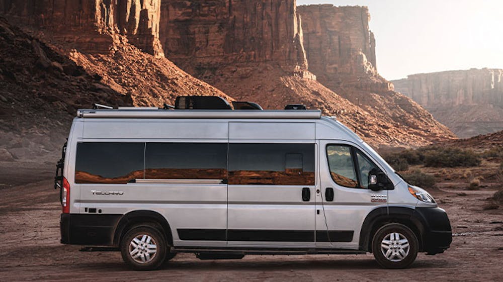 2021 Tellaro Class B Camper Van RV Lifestyle Exterior in Utah Corporate photo shoot
