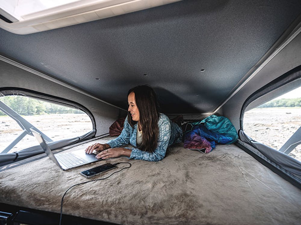 2022 Thor Class B Camper Van RV SkyBunk® Sky Bunk Pop Top sleeping area key feature photo lifestyle
