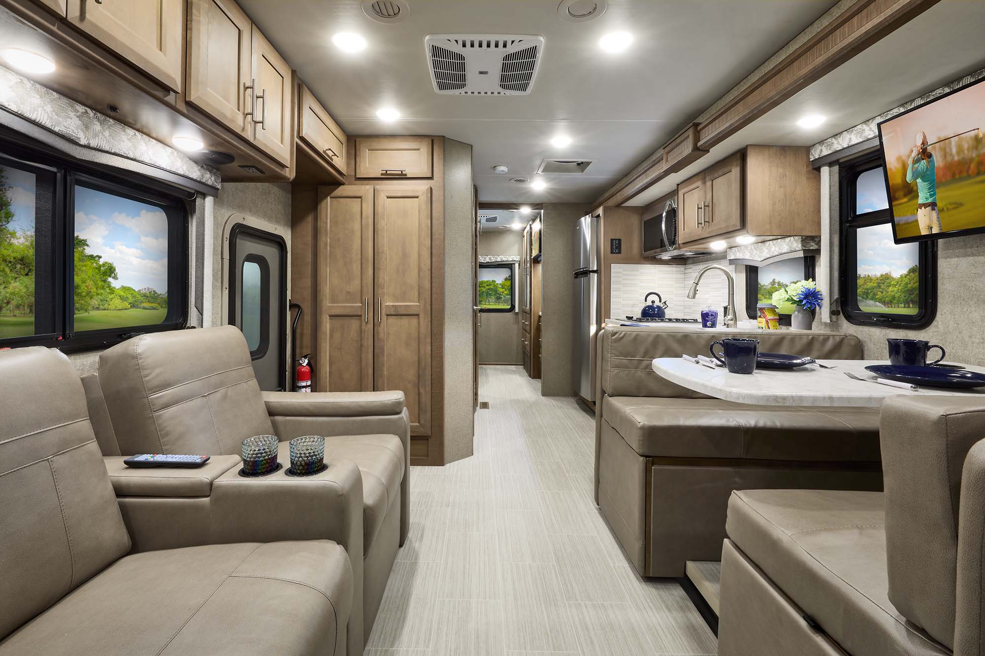 2022 Omni Class C RV XG32 Front to Back - Vanilla Twilight Sanibel Cabinetry