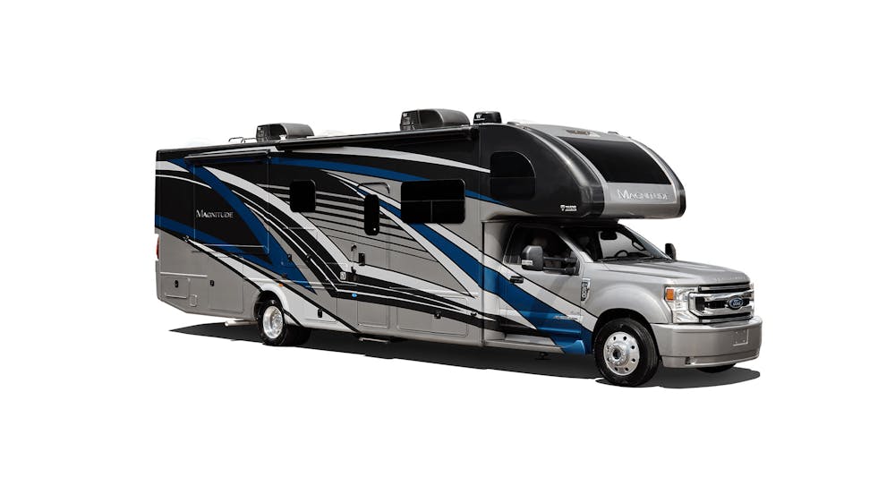 2022 Thor Magnitude Super Class C Diesel RV Chandler Blue Full Body Paint Exterior social photo