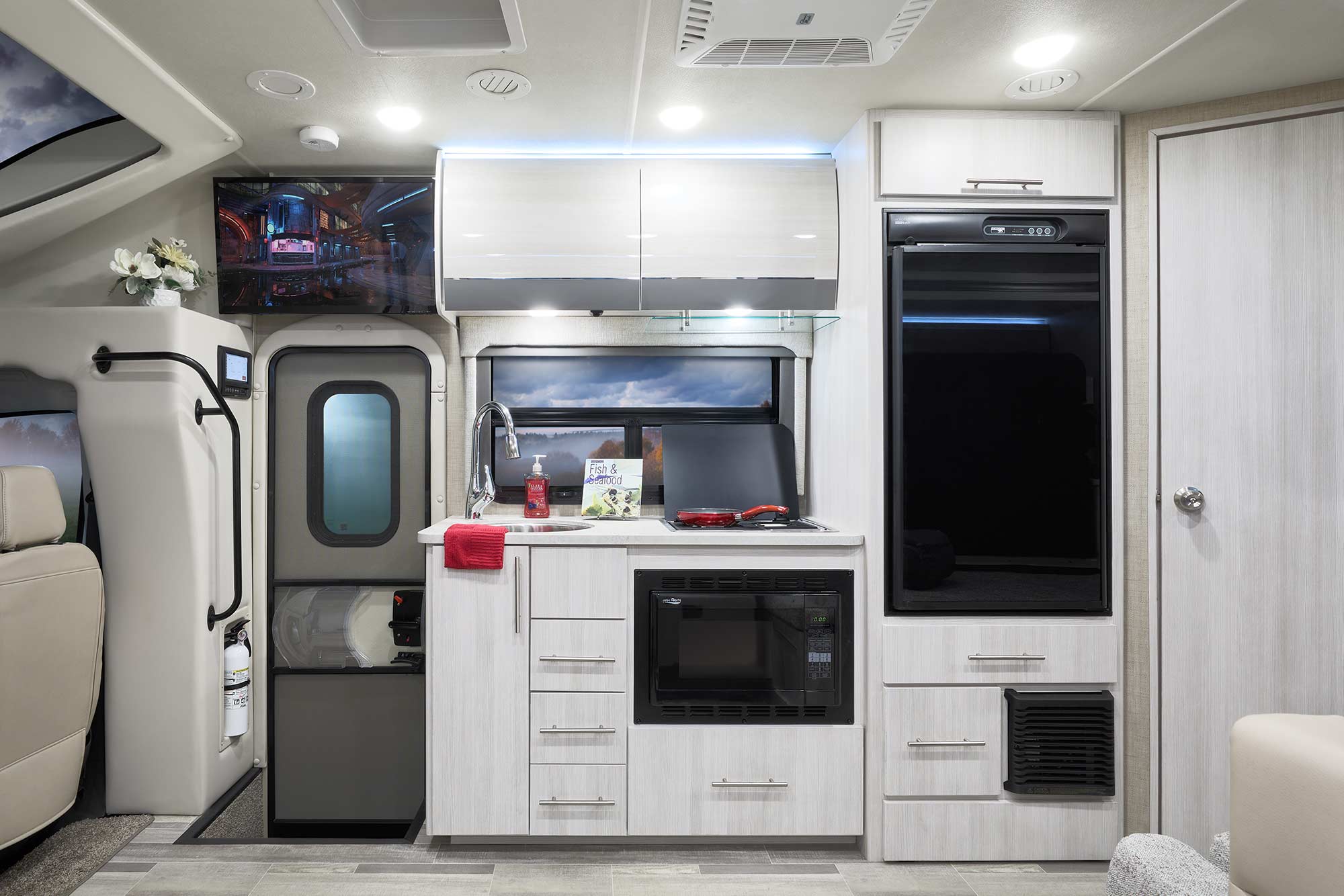 2022 Thor Compass AWD Class B+ RV 23TW Kitchen - Silverpointe Uptown Gray Cabinetry