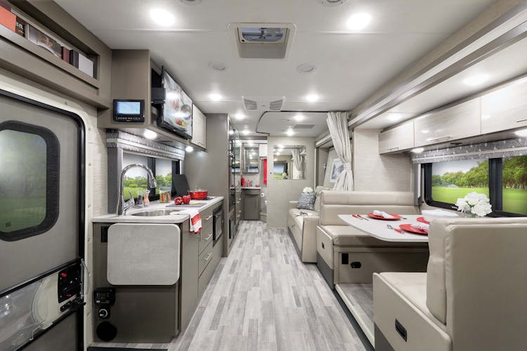 2022 Thor Vegas Class A RV 24.4 Front to Back - Liquid Mercury Silver Oak Cabinetry