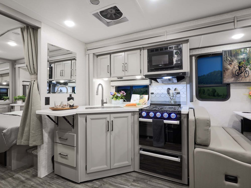 2024 ACE kitchen with coastline grey cabinetry