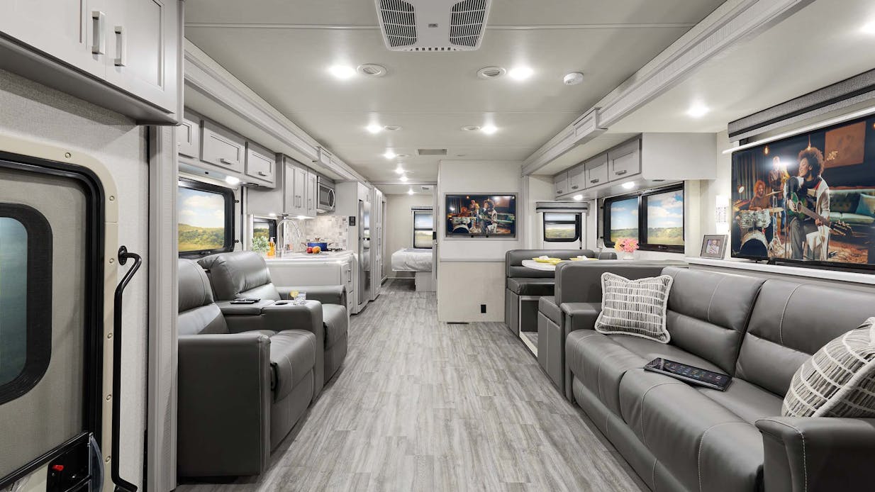 2023 Thor Miramar Class A RV 35.2 front to back Moonstone Shell Gray Cabinetry