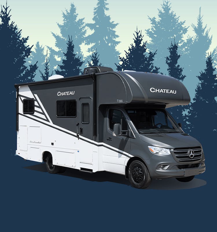 Chateau Sprinter shadow edition partial paint with blue tree background
