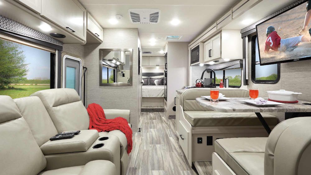 2022 Thor Four Winds Class C RV 28Z Front to Back - Home Collection™ Estate Grey Ivory Coast Cabinetry