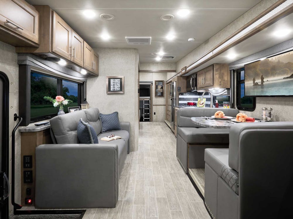 2022 Thor Outlaw Class A Toy Hauler RV 38MB Front to Back - Street Blues Sanibel Cabinetry