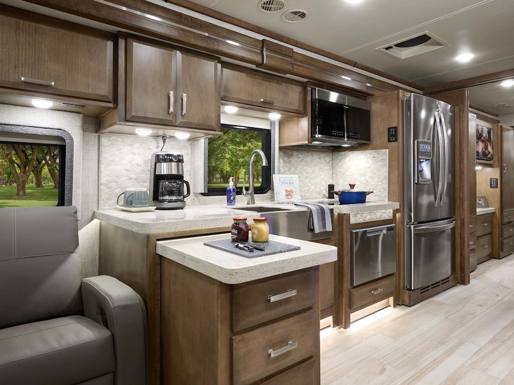 2022 Thor Tuscany Class A Diesel Pusher RV 40RT Kitchen - Studio Collection™ Rossa Sanibel Cabinetry